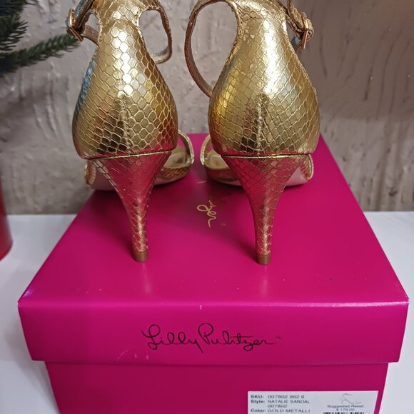 NIB! Lilly Pulitzer gold Natalie kitten heel sandal - Picture 2 of 5